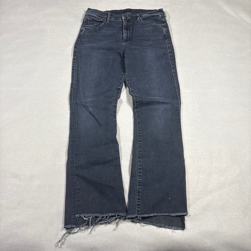 Mother The Insider Crop Step Fray Jeans Dark Wash Size 29 High Rise Raw Hem